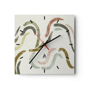 Ceas de perete - Ceas pe sticlă - Dansul vesel al abstracției - 40x40 cm