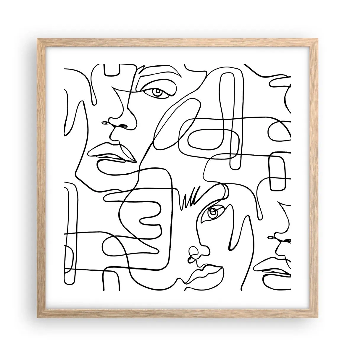 Poster în ramă de stejar deschis - Într-o încurcătură de emoții - 50x50 cm