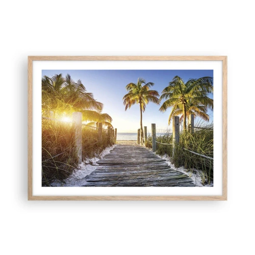 Poster în ramă de stejar deschis - Direct în paradis - 70x50 cm