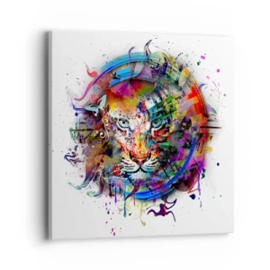 Tablou pe pânză - Ascunzându-se în spatele voalului curcubeu - 40x40 cm