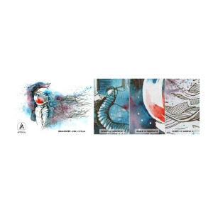 Mostră tapet Premium Canvas - Singur cu cosmosul - Astronaut, Cosmonaut, Abstracția - 100x30 cm
