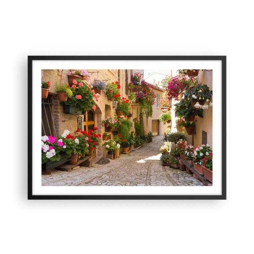 Poster în ramă neagră - Într-un potop de flori - 70x50 cm