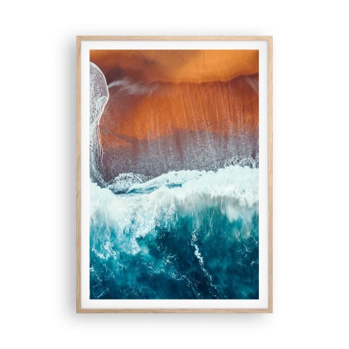 Poster în ramă de stejar deschis - Atingerea oceanului - 70x100 cm