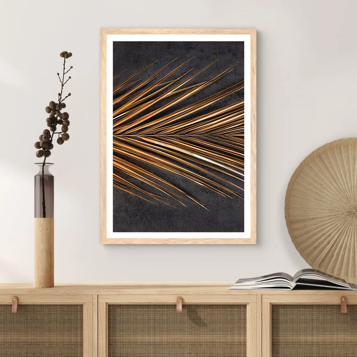 Poster în ramă de stejar deschis - Aur tropical - 70x100 cm