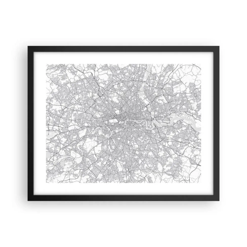 Poster în ramă neagră - Harta labirintului din Londra - 50x40 cm