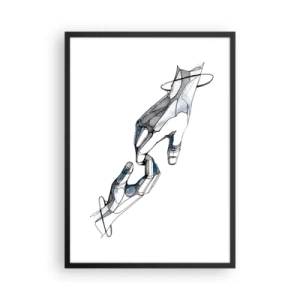 Poster în ramă neagră - Mâini abstracte într-o compoziție artistică de linii și culori - 50x70cm - Gest frumos - Decorațiune modernă pentru perete pentru living și dormitor ARTTOR