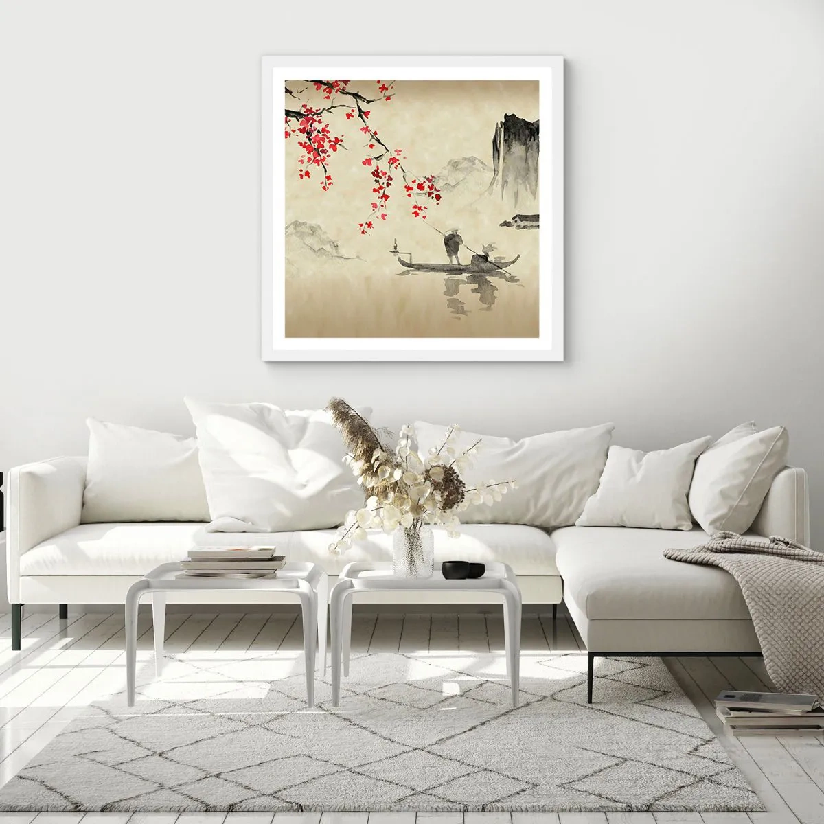 Poster în ramă albă - În țara florilor de cireș - 30x30 cm