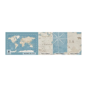 Mostră tapet Premium Canvas - Lumea la îndemână - Harta lumii, Epocă, Grunge - 100x30 cm