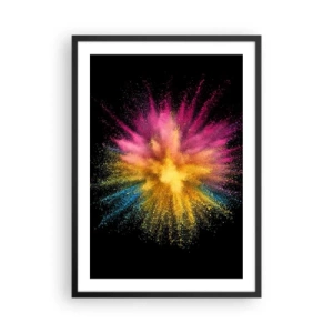 Poster în ramă neagră - Explozie de pulbere colorată pe fundal negru - 50x70cm - Nașterea culorii  - Decorațiune modernă pentru perete pentru living și dormitor ARTTOR