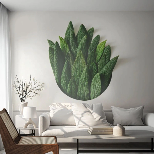 Tapet Premium Canvas - Curiozitatea nestăvilită - Salvie, Frunza de salvie, Iarbă - 300x210 cm