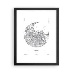 Poster în ramă neagră - Anatomia orașului Doha - 30x40 cm