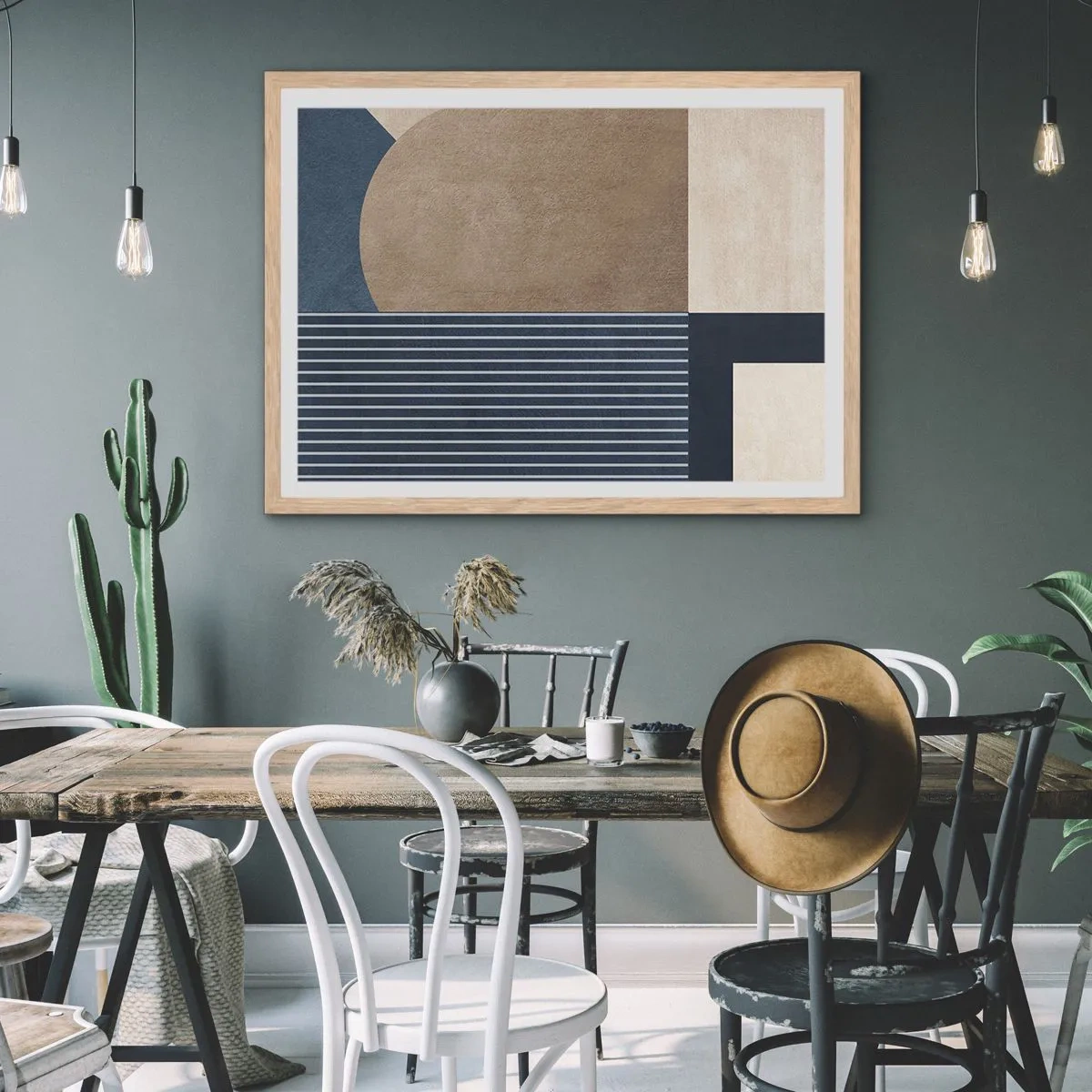 Poster în ramă de stejar deschis - Compoziție de simplitate și rotunjime - 100x70 cm