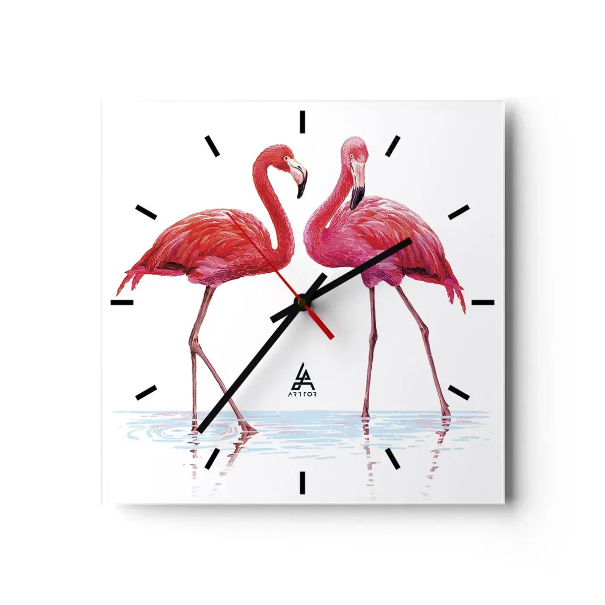 Ceas de perete - Ceas pe sticlă - Pink randez-vous - 30x30 cm
