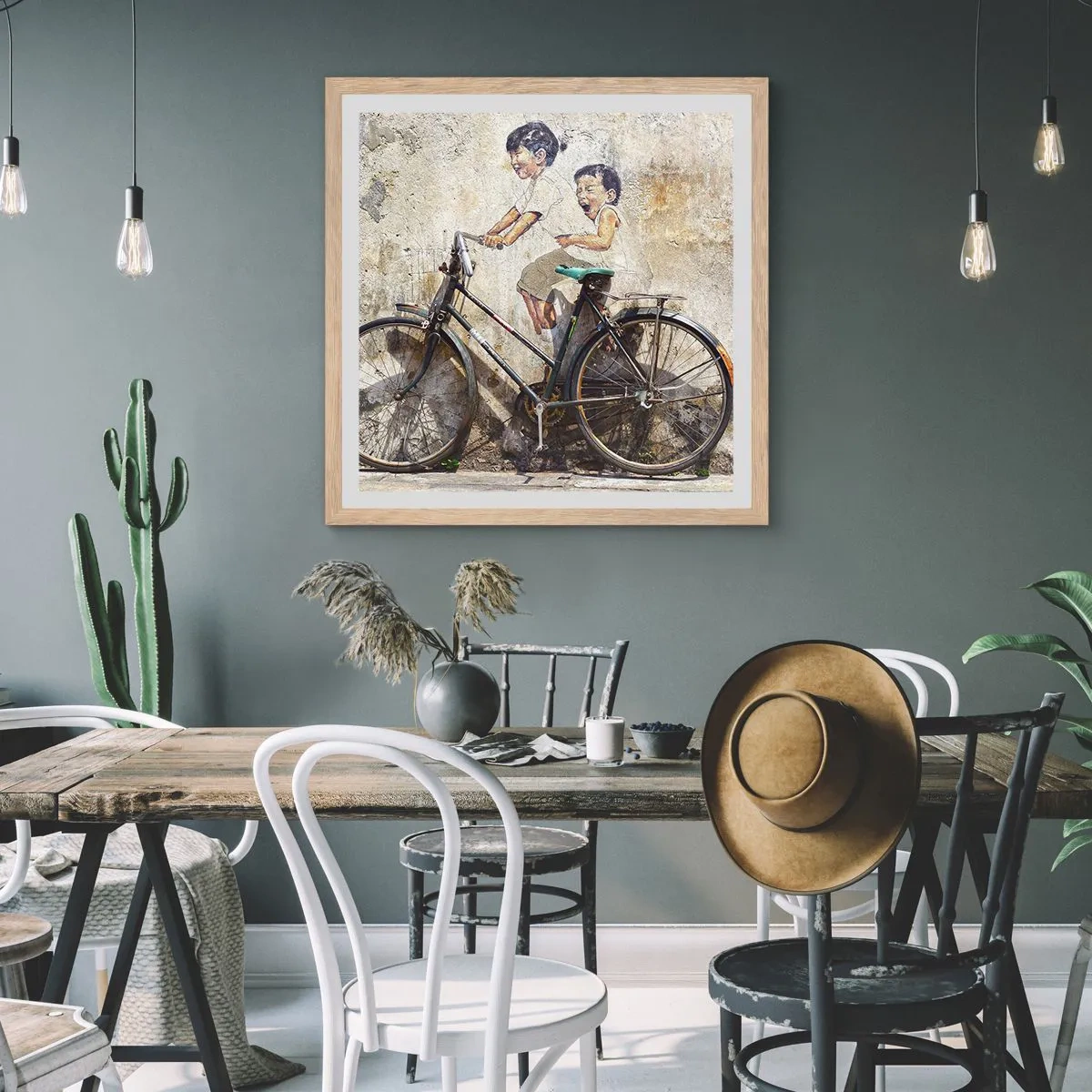 Poster în ramă de stejar deschis - Adevărat sau fals? - 60x60 cm