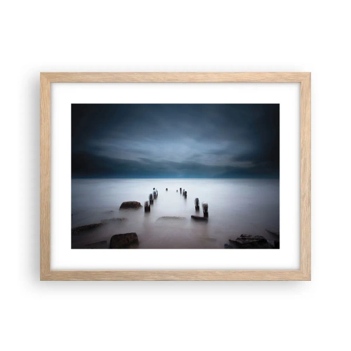 Poster în ramă de stejar deschis - Un lac în ceața calmă - 40x30 cm