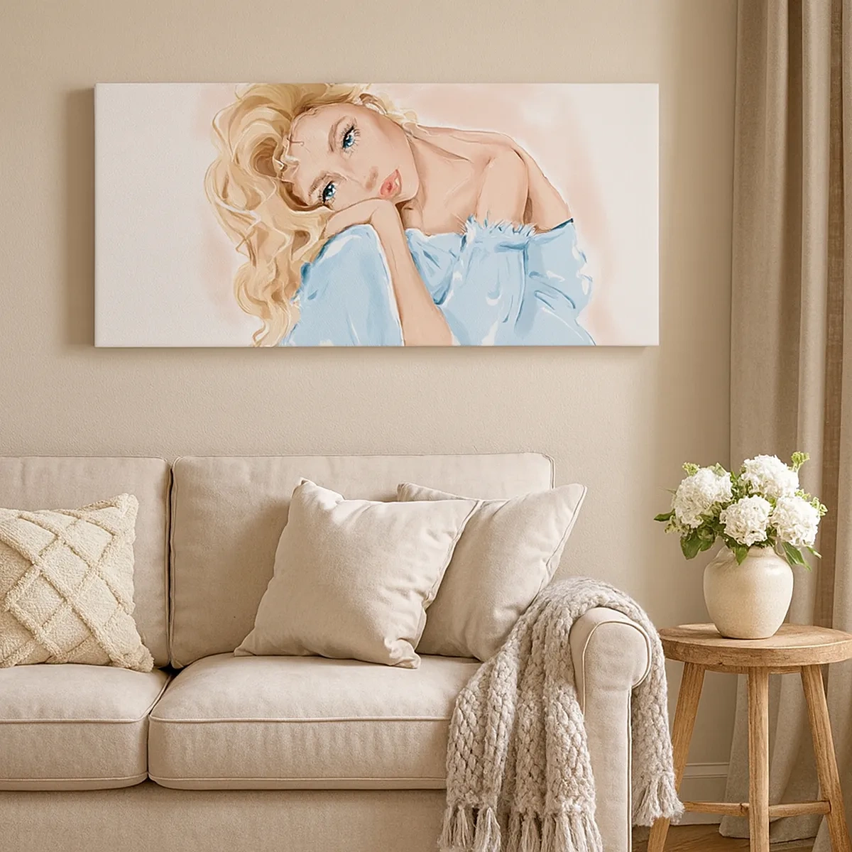 Tablou pe pânză - Scufundată în vis albastru - 30x30 cm