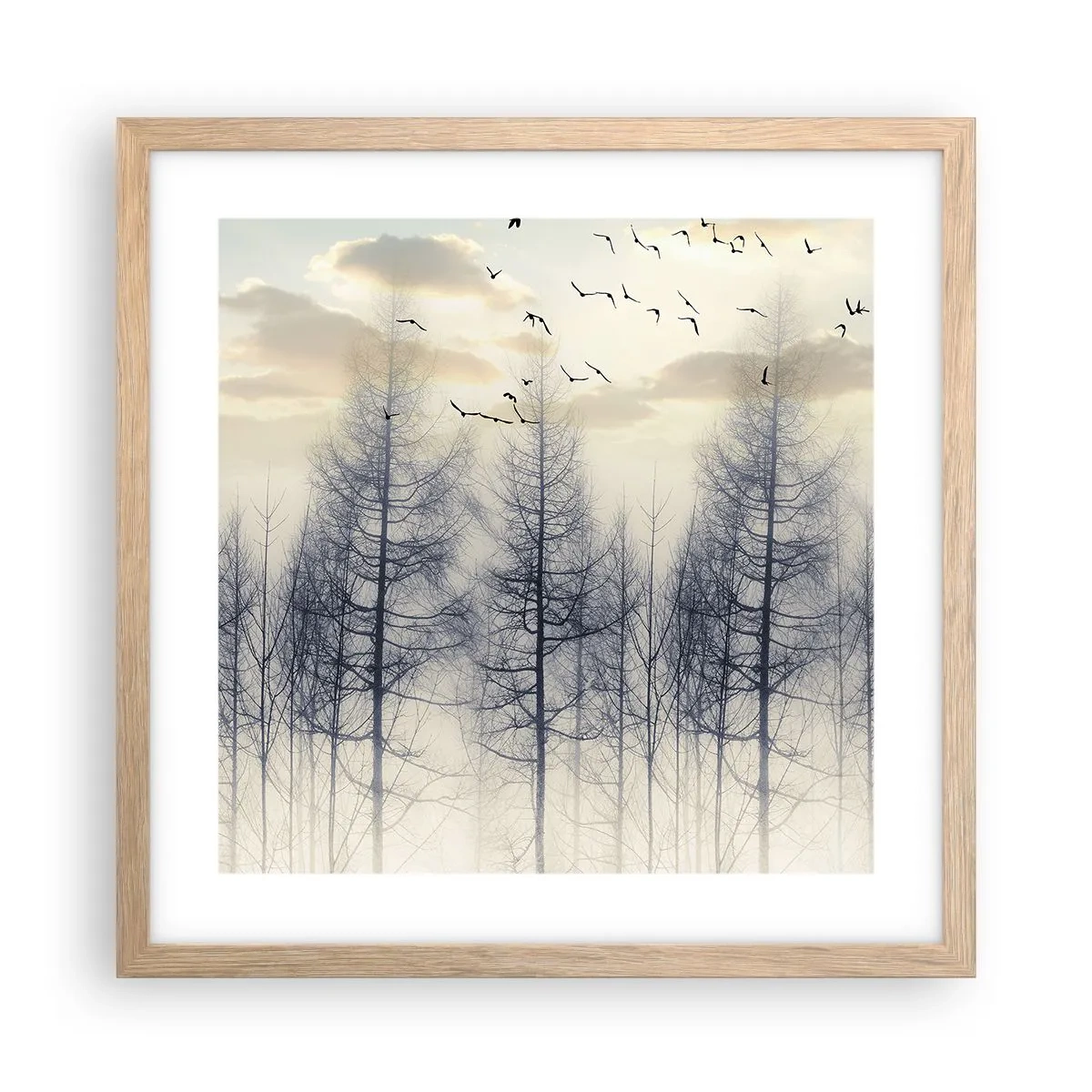 Poster în ramă de stejar deschis - Spiritele pădurii - 40x40 cm