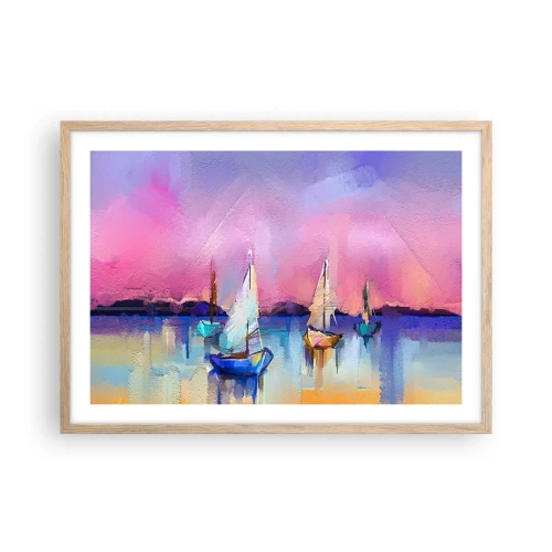 Poster în ramă de stejar deschis - Direcția: ape largi - 70x50 cm