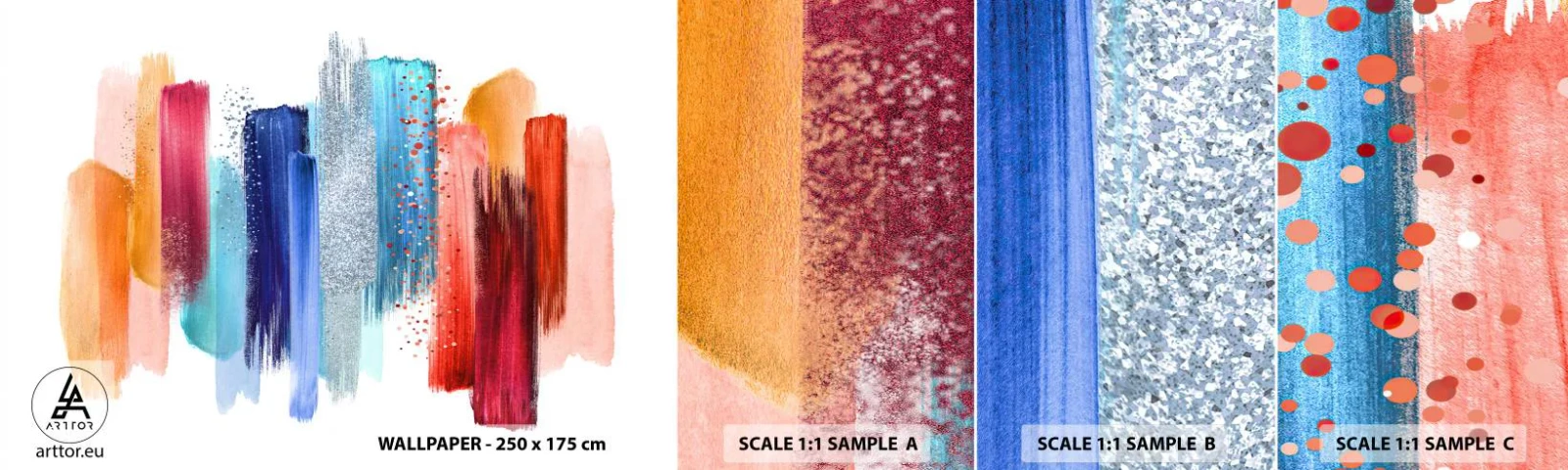 Mostră tapet autocolant Deluxe Sticker - Sus și jos - Abstracția, Bucată, Artă Modernă - 100x30 cm