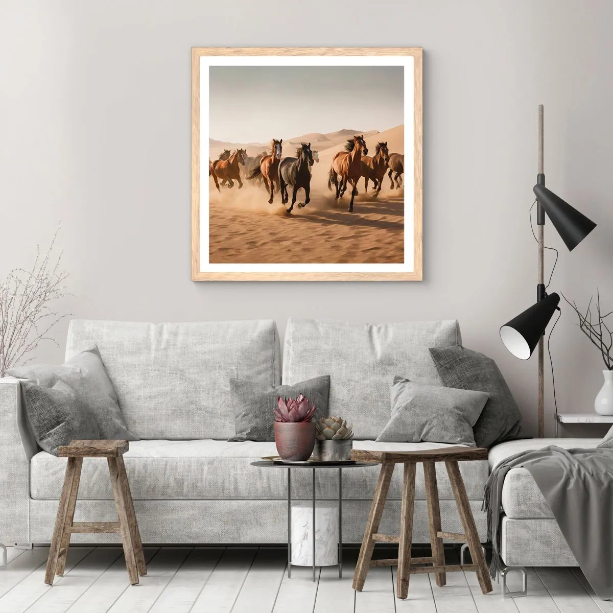 Poster în ramă de stejar deschis - Liberi ca vântul - 60x60 cm