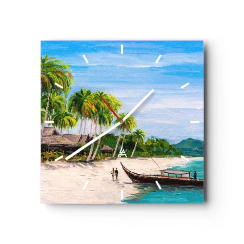 Ceas de perete - Ceas pe sticlă - Un vis exotic - 40x40 cm