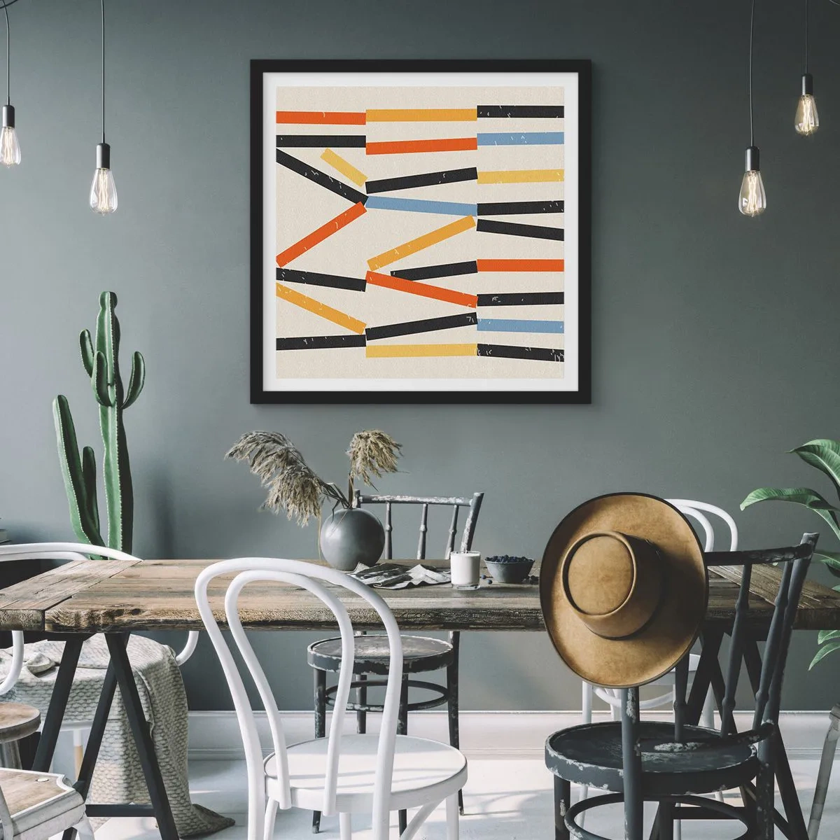 Poster în ramă neagră - Compoziție la nivel - 30x30 cm