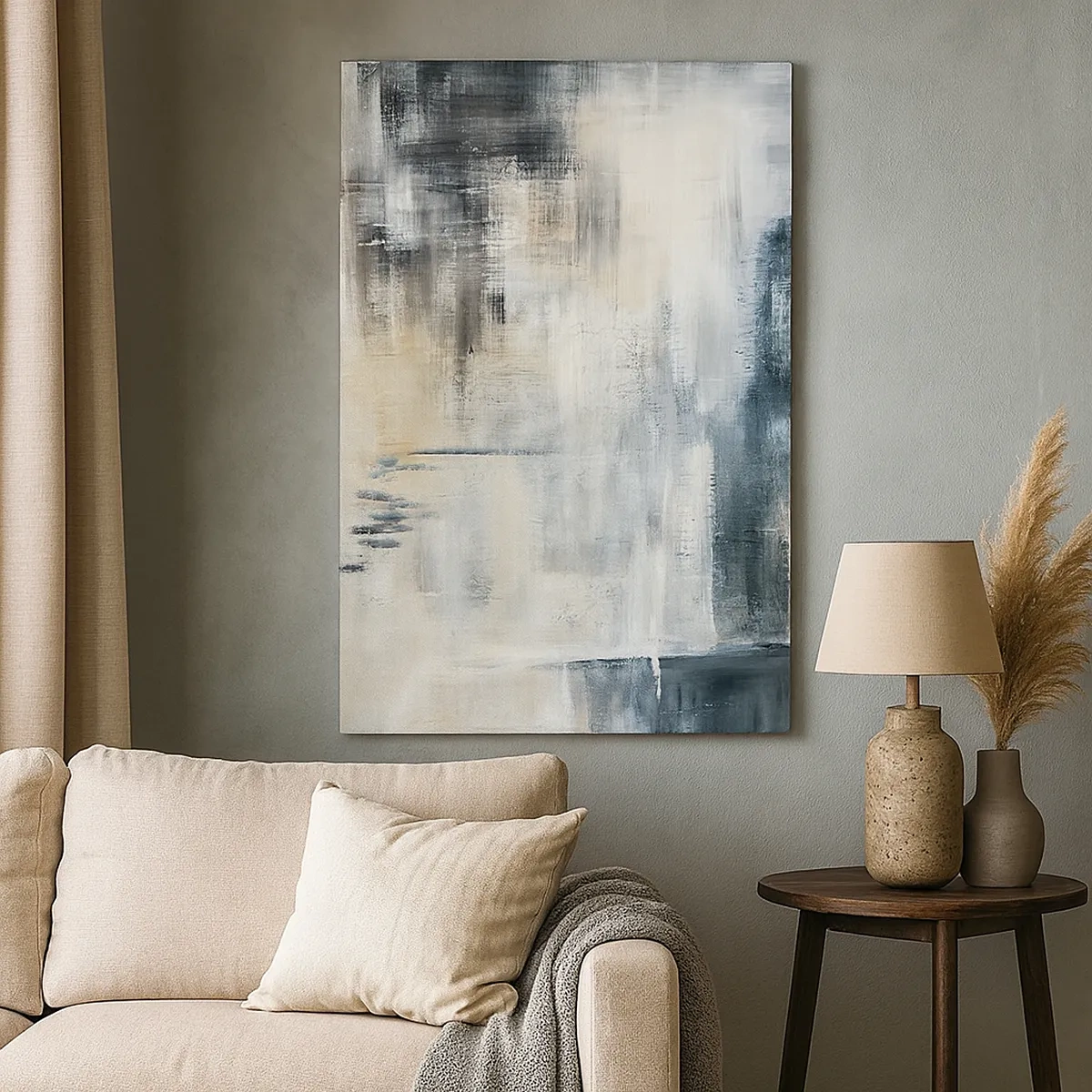 Tablou pe pânză - În spatele unui voal albastru - 50x70 cm