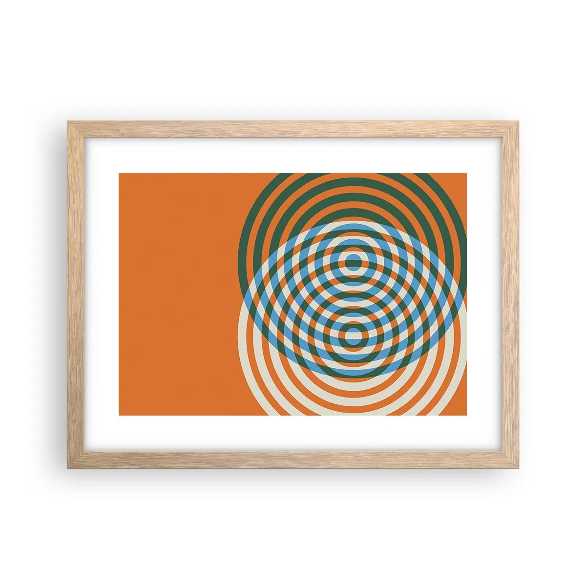 Poster în ramă de stejar deschis - Variație circulară abstractă - 40x30 cm