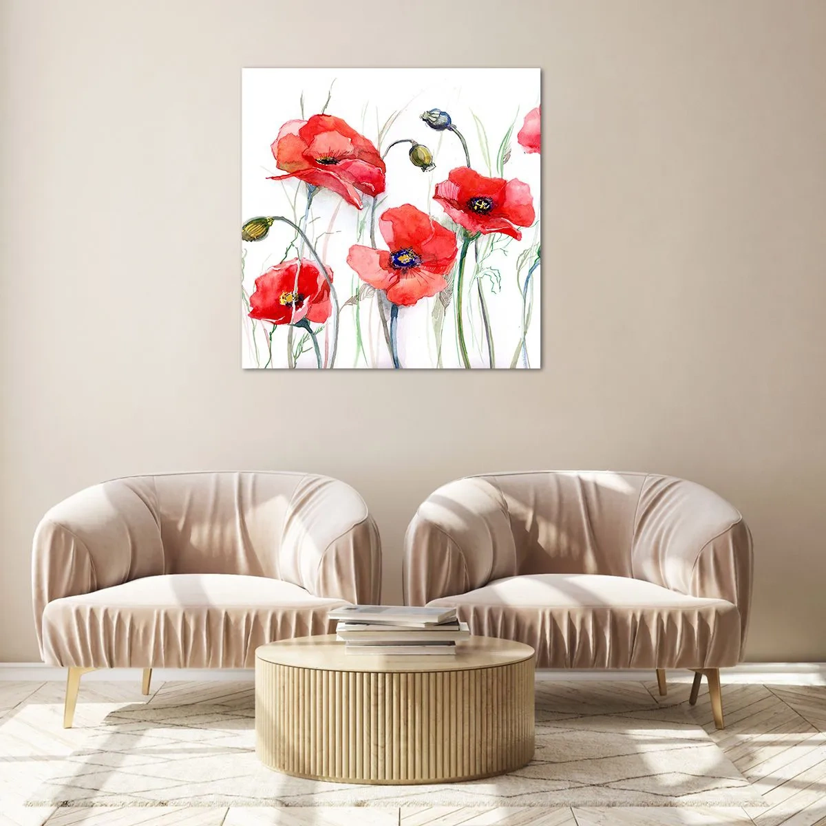 Tablou pe sticlă - Flori poloneze - 60x60 cm