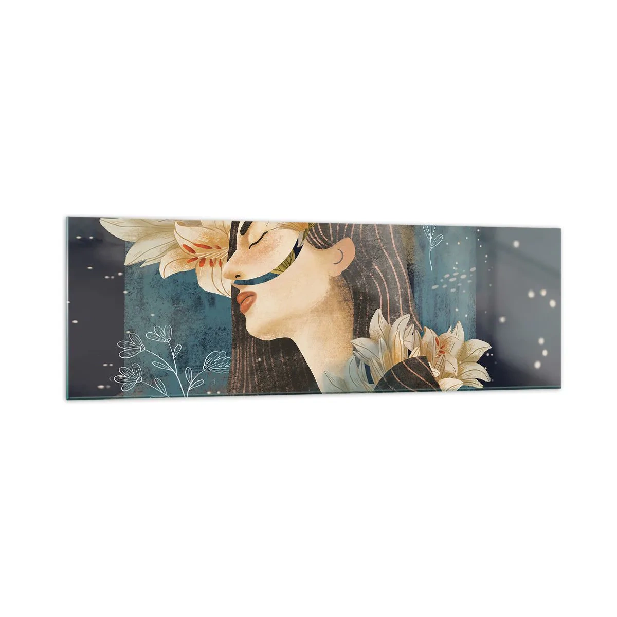 Tablou pe sticlă - Povestea prințesei cu crini - 160x50 cm