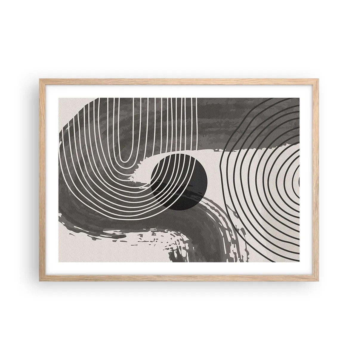 Poster în ramă de stejar deschis - Ovalul câștigă - 70x50 cm