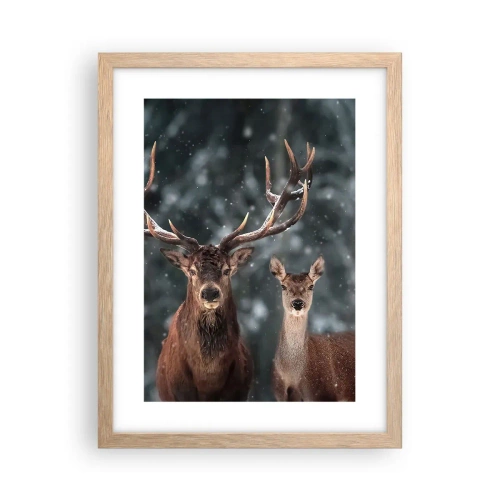 Poster în ramă de stejar deschis - Stăpânul pădurii și soția sa - 30x40 cm