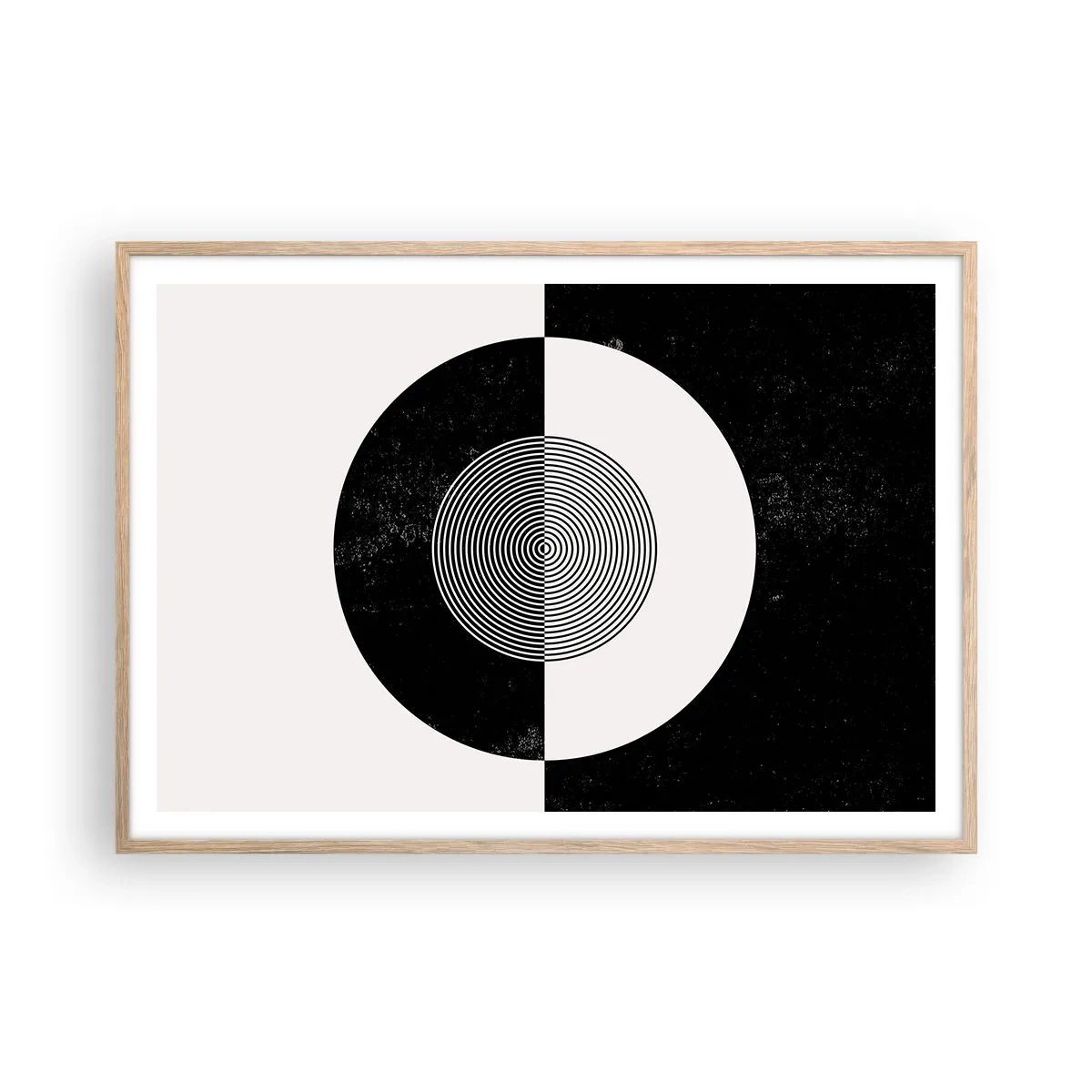 Poster în ramă de stejar deschis - Armonie în alb și negru - 100x70 cm