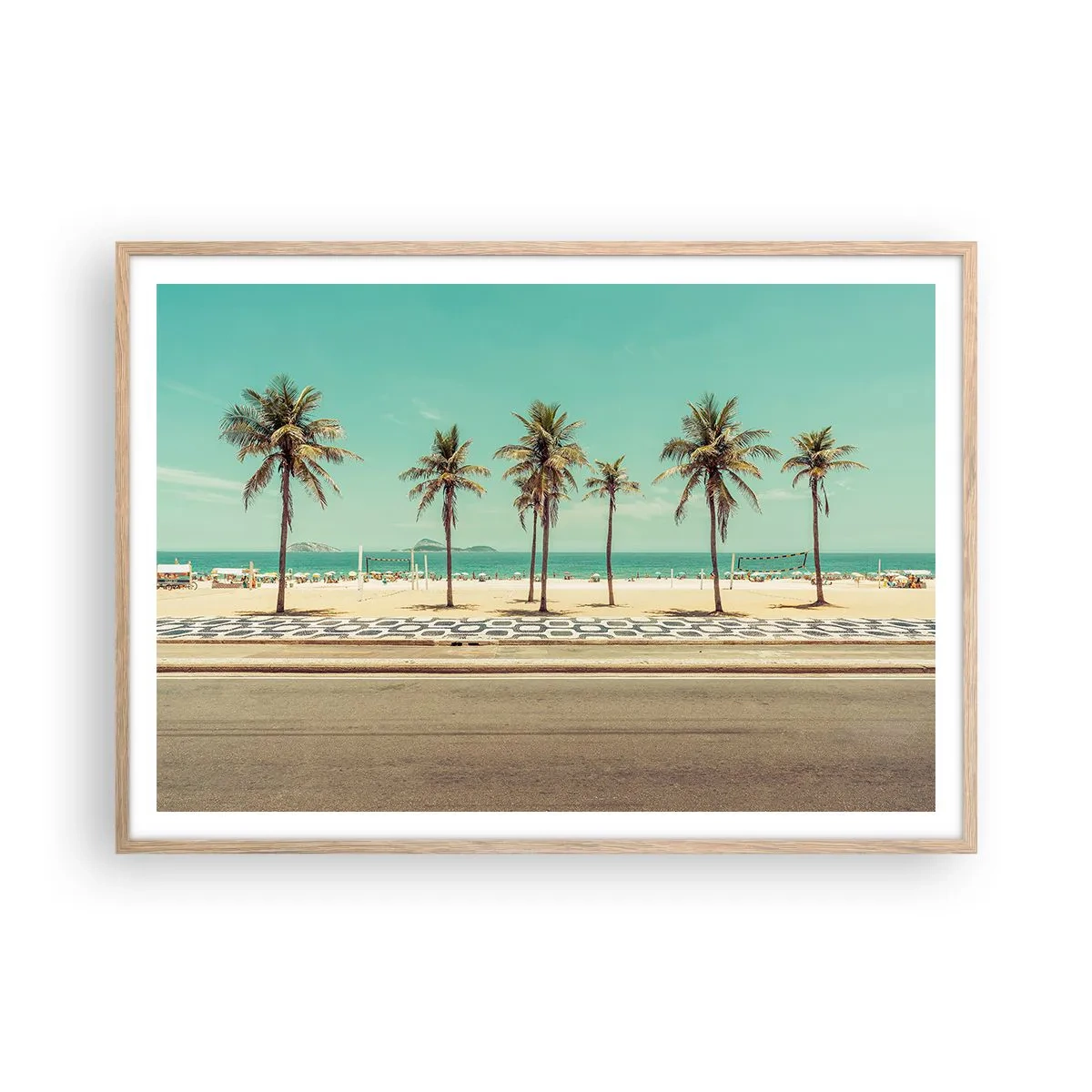 Poster în ramă de stejar deschis - La paza plajei - 100x70 cm