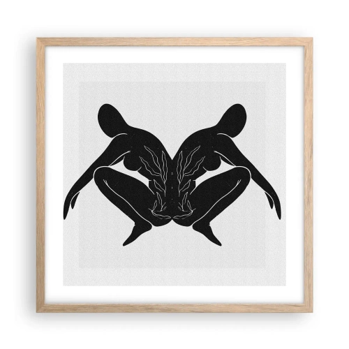 Poster în ramă de stejar deschis - Suflet comun - 50x50 cm