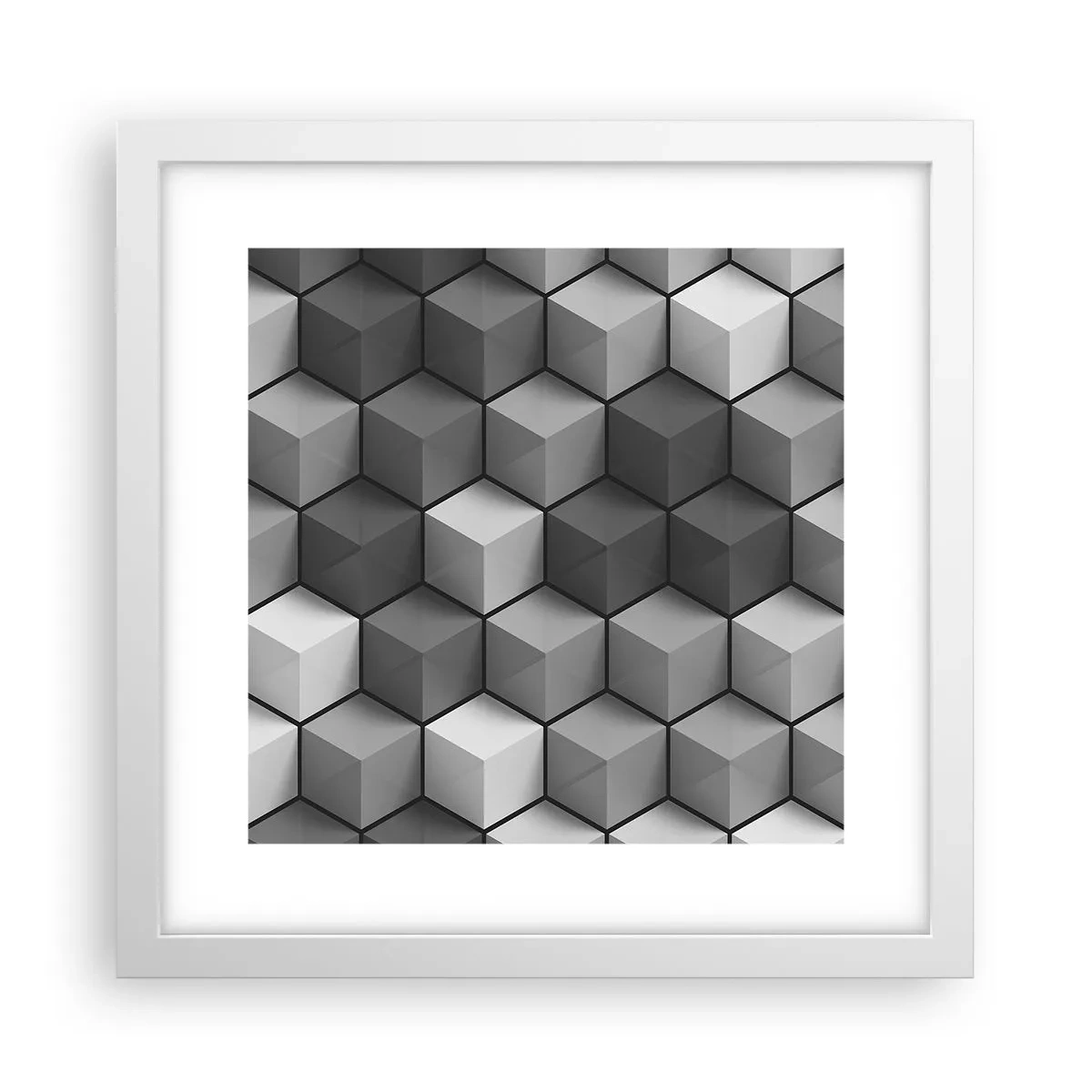 Poster în ramă albă - Puzzle cubist - 30x30 cm