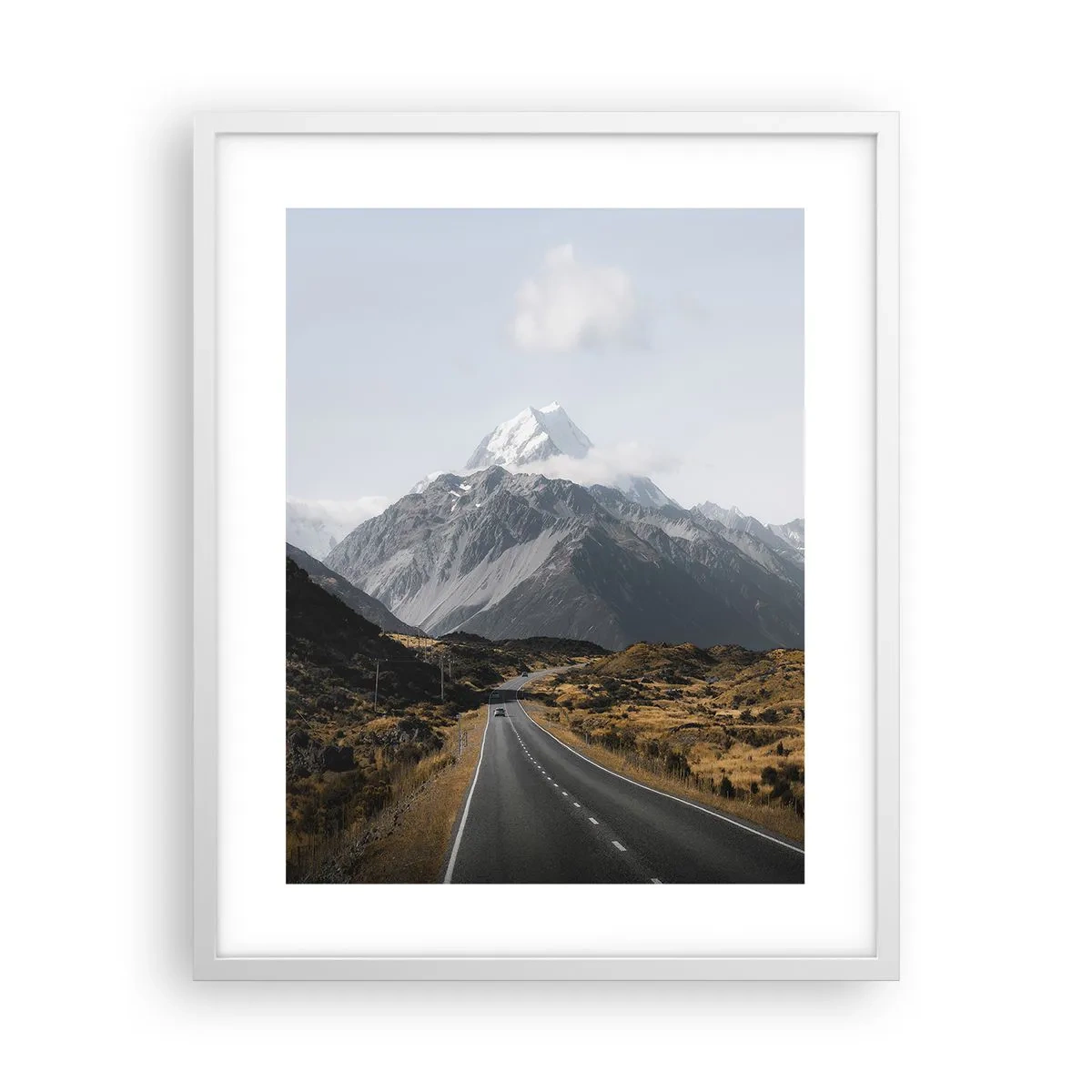 Poster în ramă albă - Drumul spre inima munților - 40x50 cm