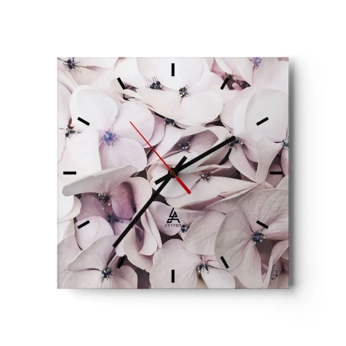 Ceas de perete - Ceas pe sticlă - Într-un potop de flori - 30x30 cm