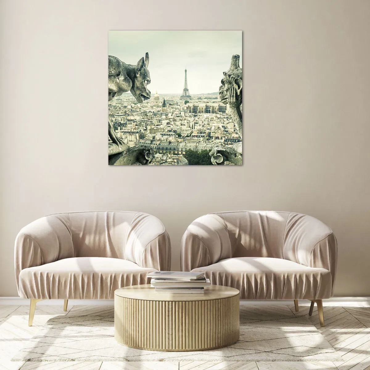 Tablou pe sticlă - La taclale pariziene - 60x60 cm