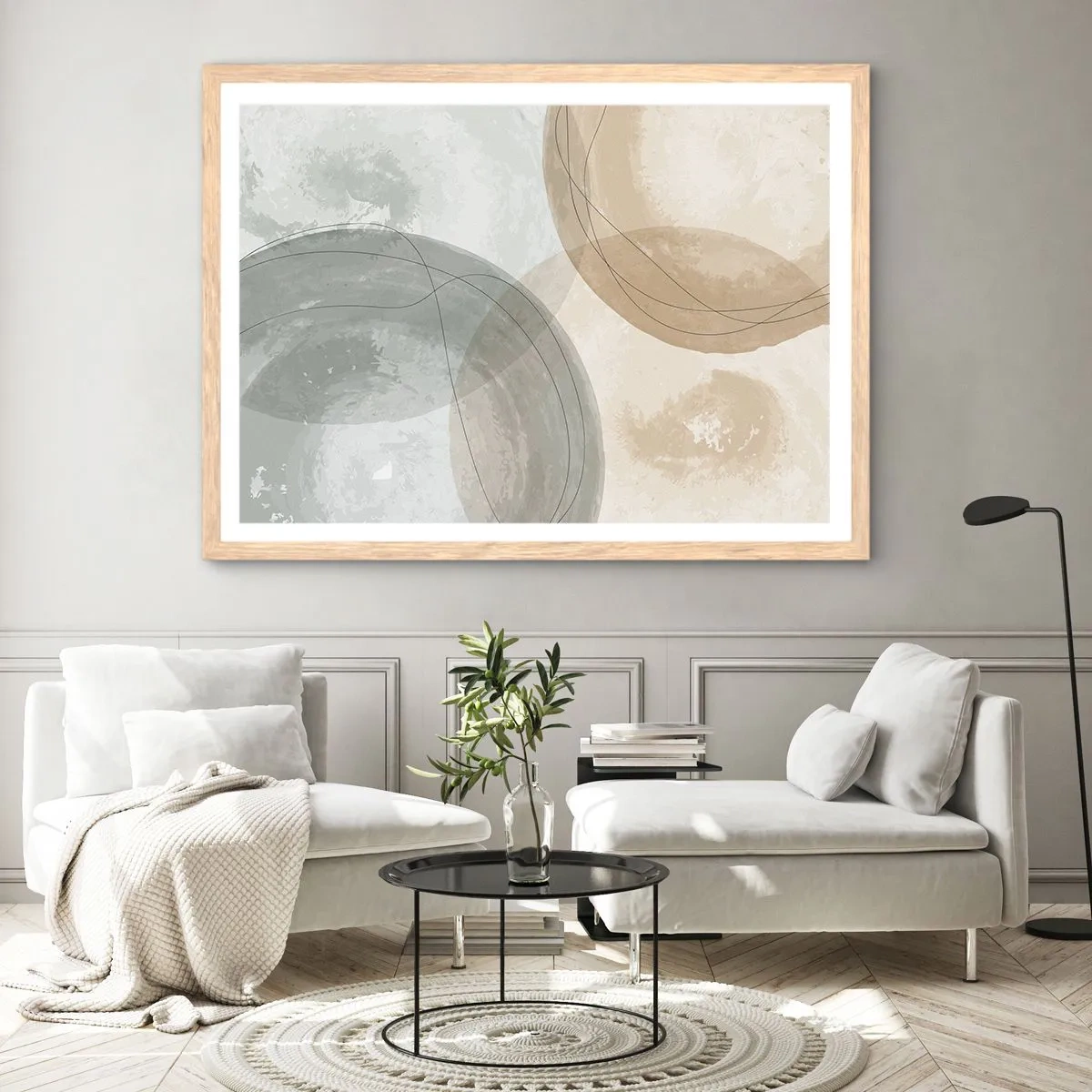 Poster în ramă de stejar deschis - Întrepătrunderea lumilor - 70x50 cm