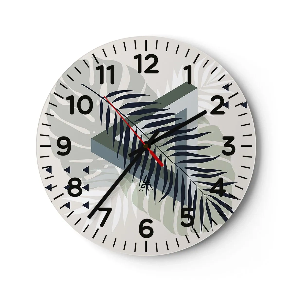 Ceas de perete - Ceas pe sticlă - Natura și geometria - două ordine? - 40x40 cm