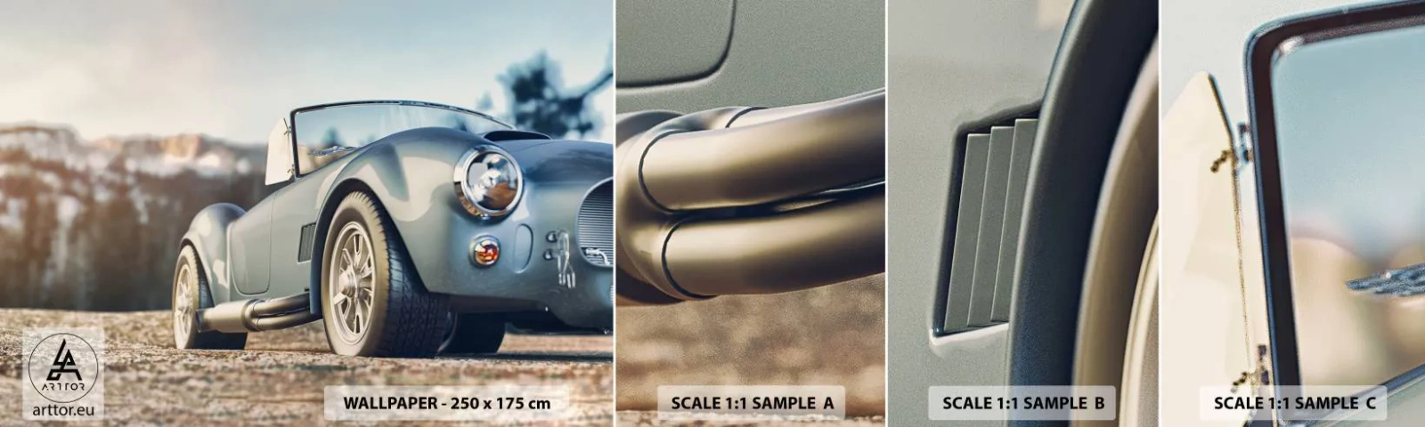 Mostră tapet autocolant Deluxe Sticker - Pentru că stilul contează - Mașină, Cabriolet, excursie - 100x30 cm