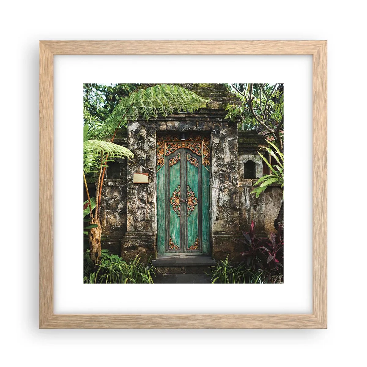 Poster în ramă de stejar deschis - O ușă către o lume exotică - 30x30 cm