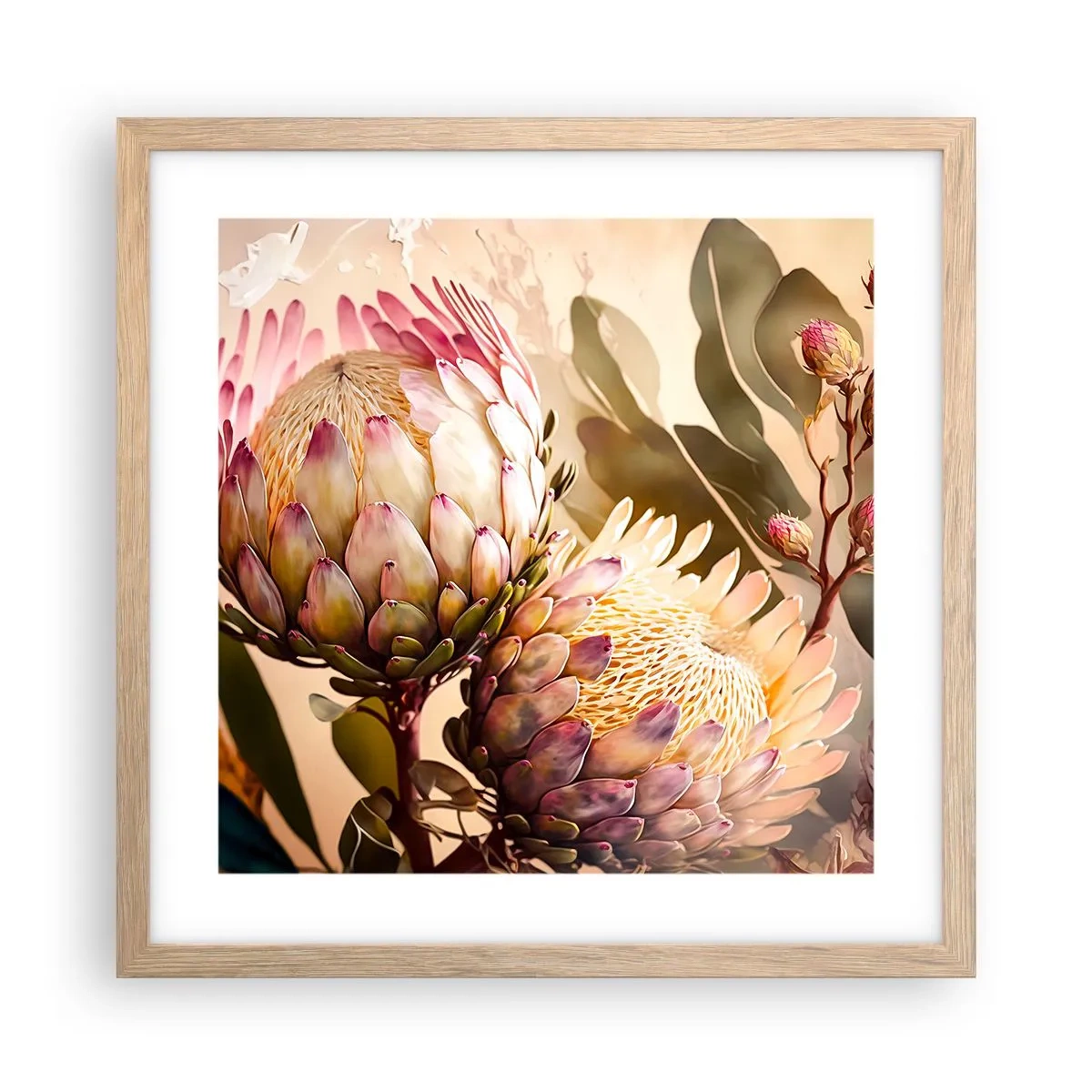 Poster în ramă de stejar deschis - Îmbrățișare cu tandrețe - 40x40 cm