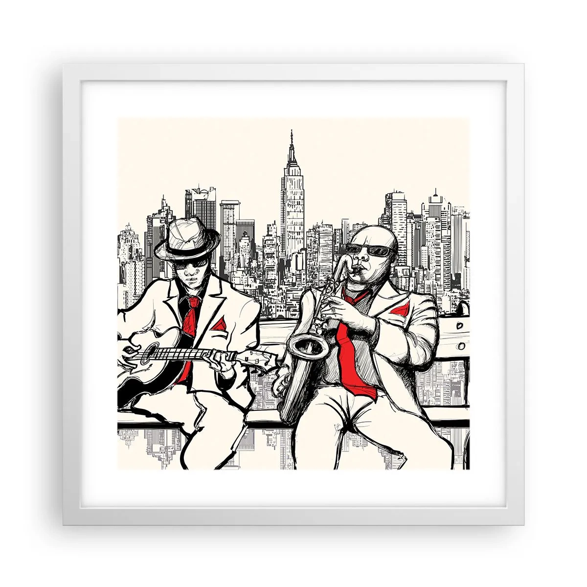 Poster în ramă albă - Improvizație la New York - 40x40 cm