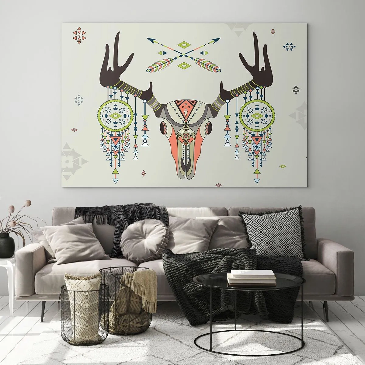Tablou pe sticlă - Trofeul vânătorului indian - 120x80 cm