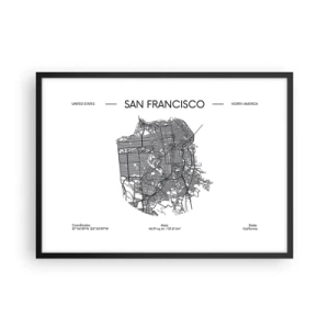 Poster în ramă neagră - Anatomia San Francisco - 70x50 cm