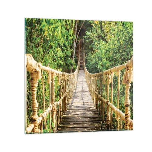 Tablou pe sticlă - Suspendat în verde - 30x30 cm