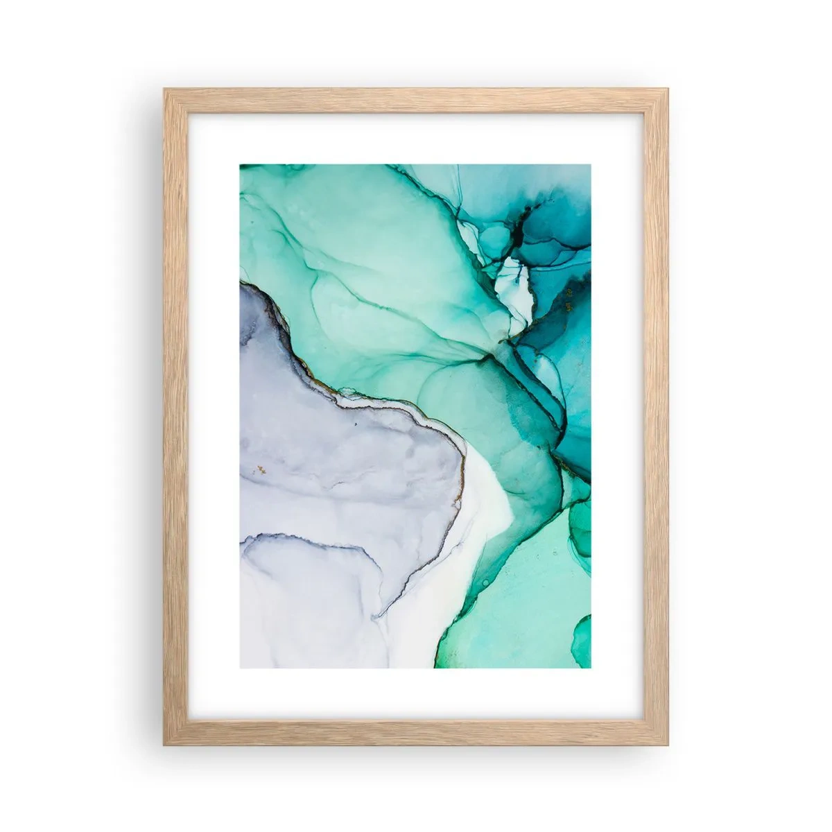 Poster în ramă de stejar deschis - Studiu în turcoaz - 30x40 cm