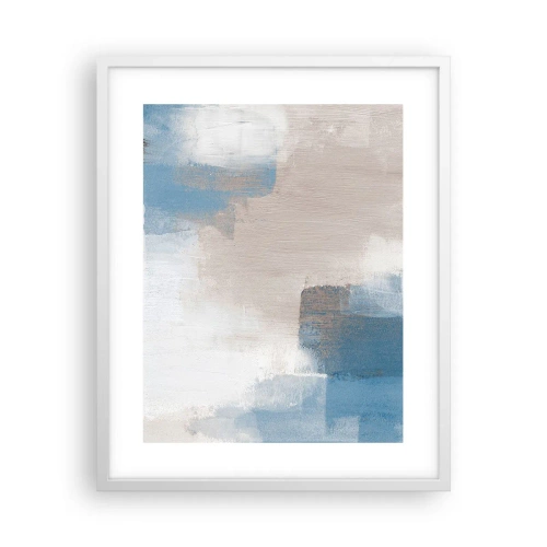 Poster în ramă albă - Abstracție roz în spatele unui voal de albastru - 40x50 cm